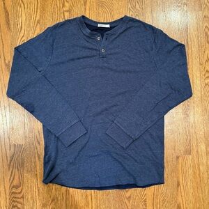 Marine Layer Lined Long Sleeve Heavyweight Navy Blue Henley Shirt